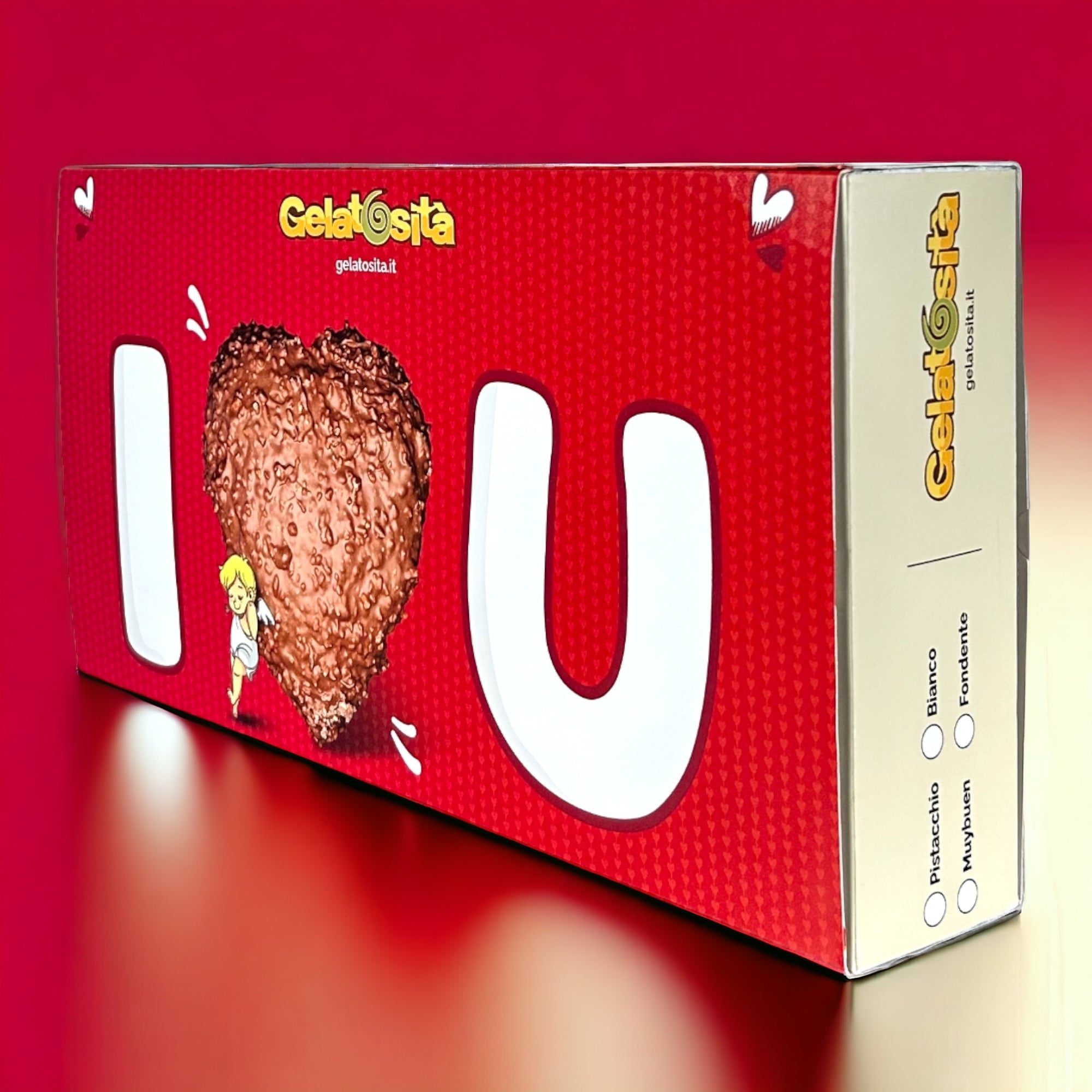 BOX MAMMA, I-LOVE-YOU! Cuore Fondente ripieno Crema Fondente + 5 creme + 2 cioccolatini + rosa e dedica (Ed. Limitata)
