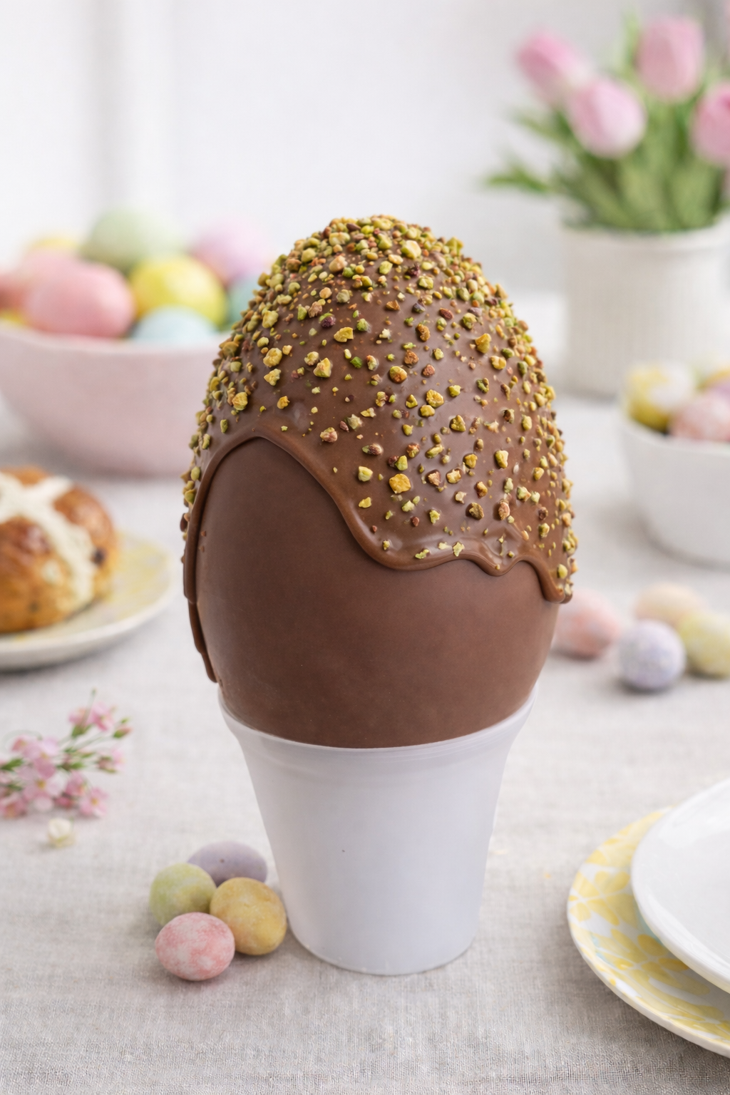 UOVO DUBAI CHOCOLATE AL LATTE 300gr ripieno di Crema Pistacchio&Kataifi