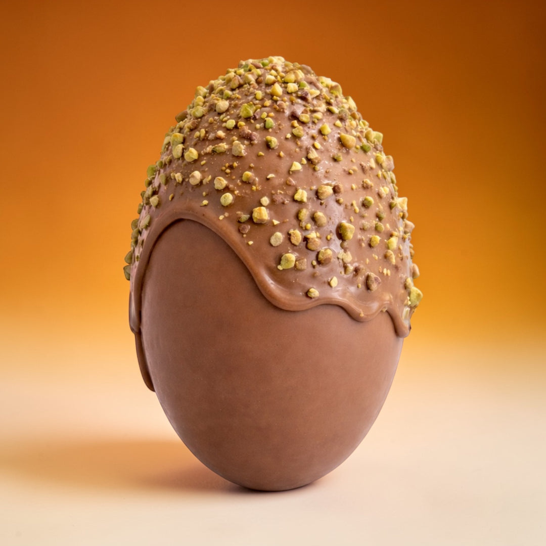 UOVO DUBAI CHOCOLATE AL LATTE 300gr ripieno di Crema Pistacchio&Kataifi