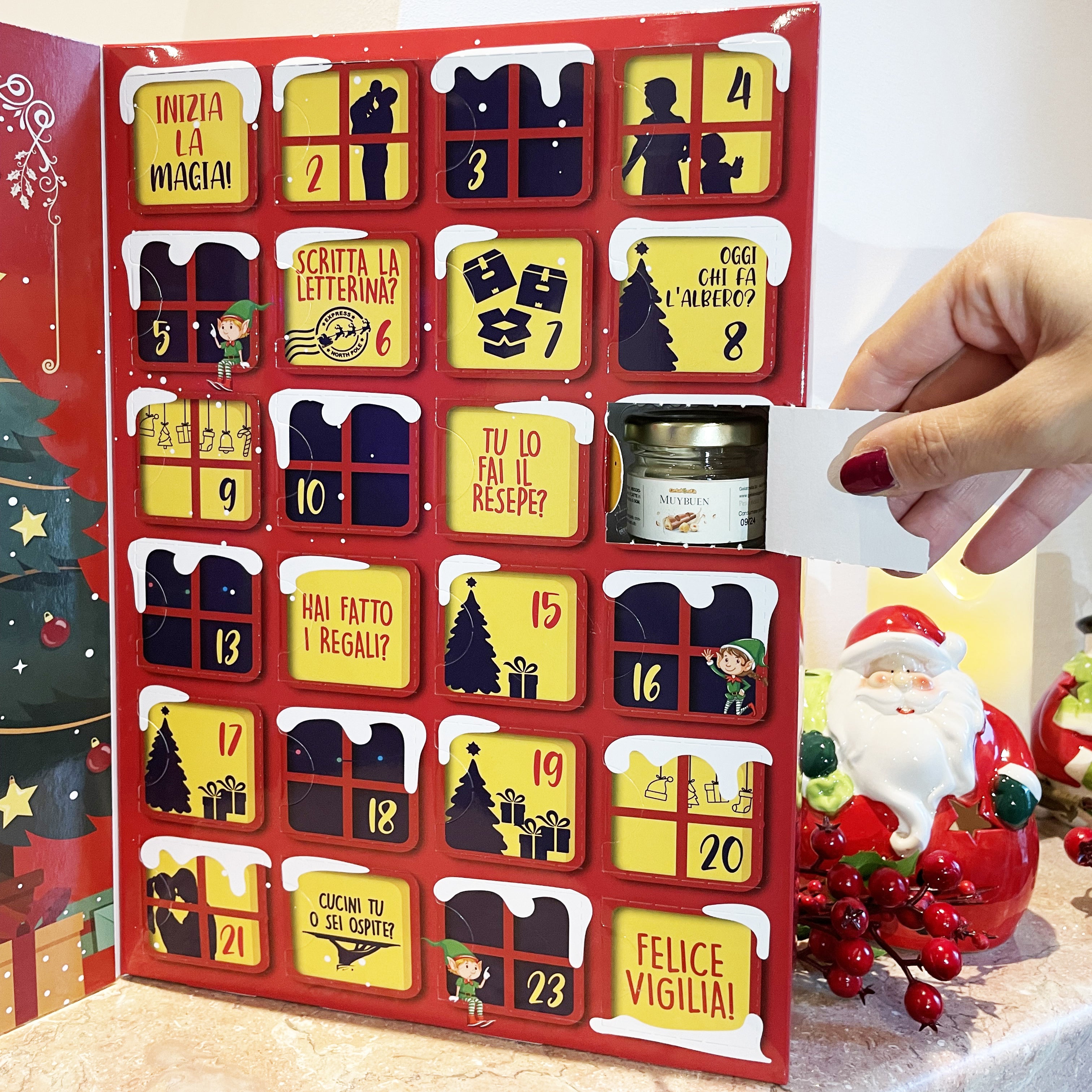 Calendario dell'Avvento con 10 creme + 14 cioccolatini natalizi fatti a mano