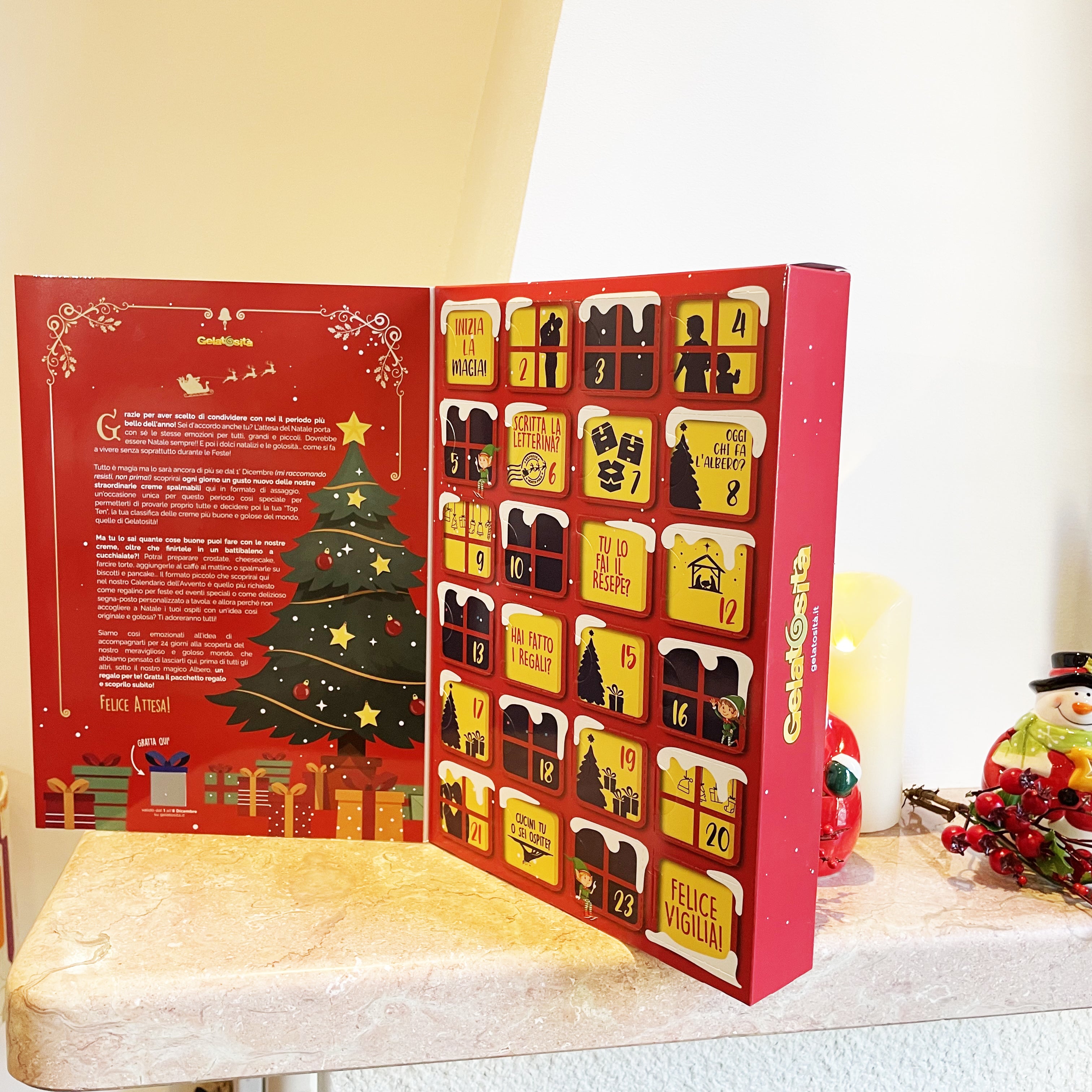Calendario dell'Avvento con 10 creme + 14 cioccolatini natalizi fatti a mano