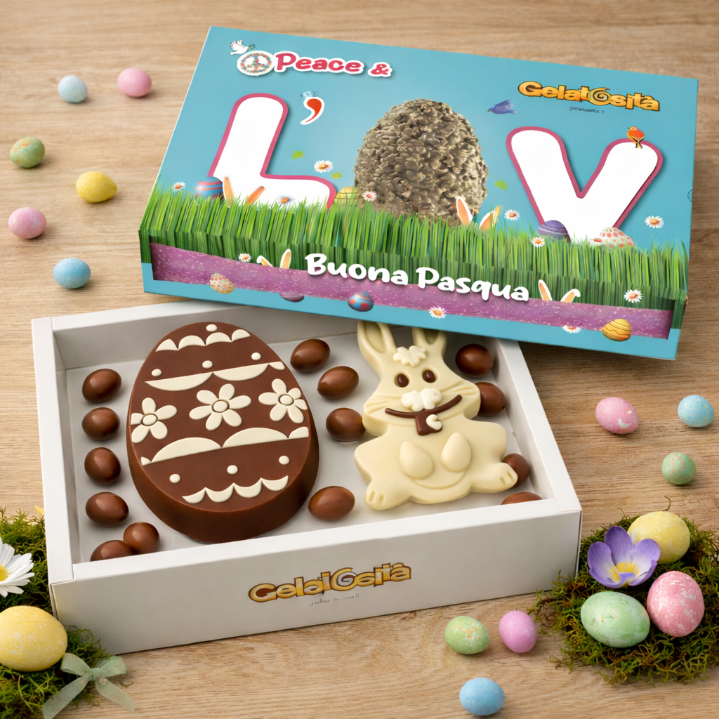 BOX PASQUA con 1 UOVO 3D + 1 CONIGLIO 3D RIPIENI