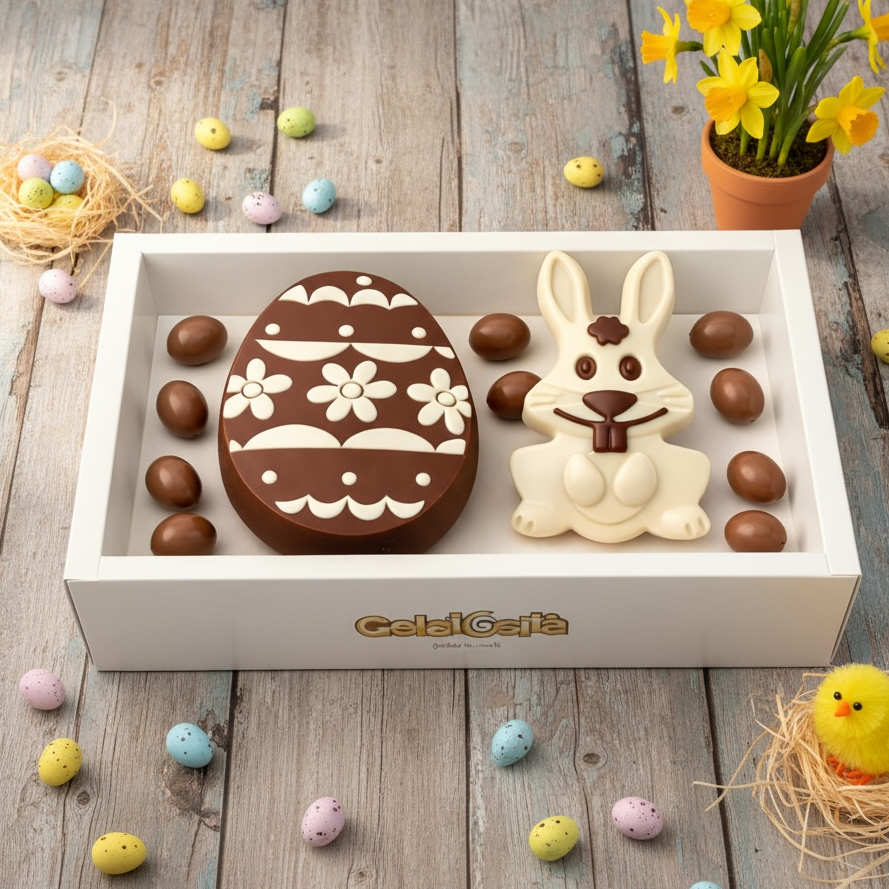 BOX PASQUA con 1 UOVO 3D + 1 CONIGLIO 3D RIPIENI