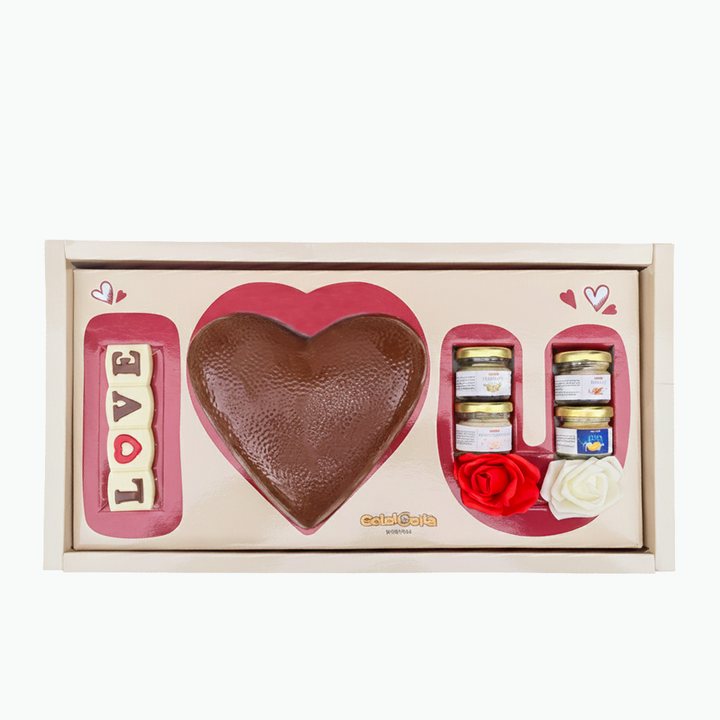 BOX I LOVE YOU 💝 Cuore di cioccolato ripieno crema PISTACCHIO 750gr