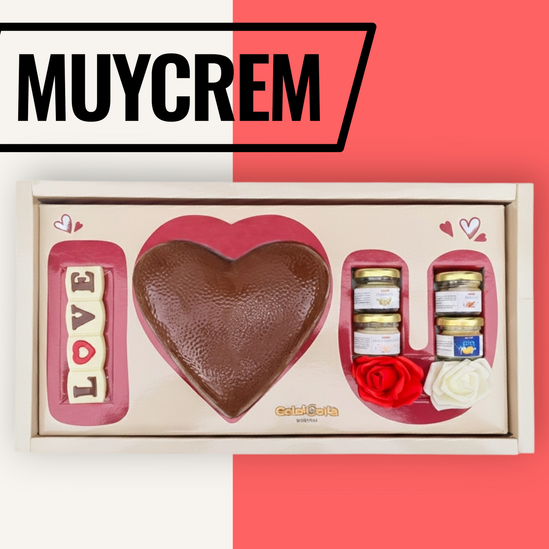 BOX I LOVE YOU 💝 Cuore di cioccolato ripieno crema Muycream 750gr