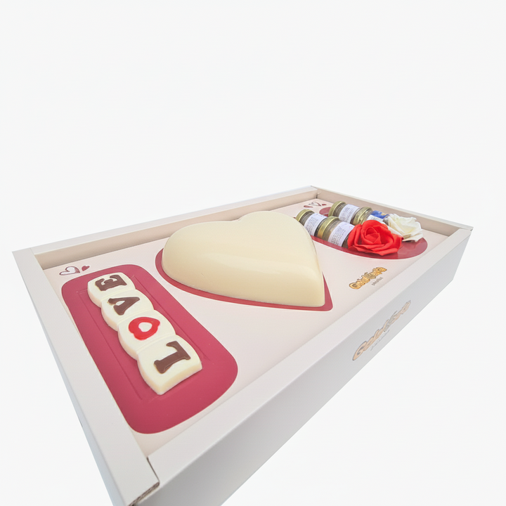 BOX I LOVE YOU 💝 Cuore di cioccolato ripieno crema Ciocc. BIANCO 750gr