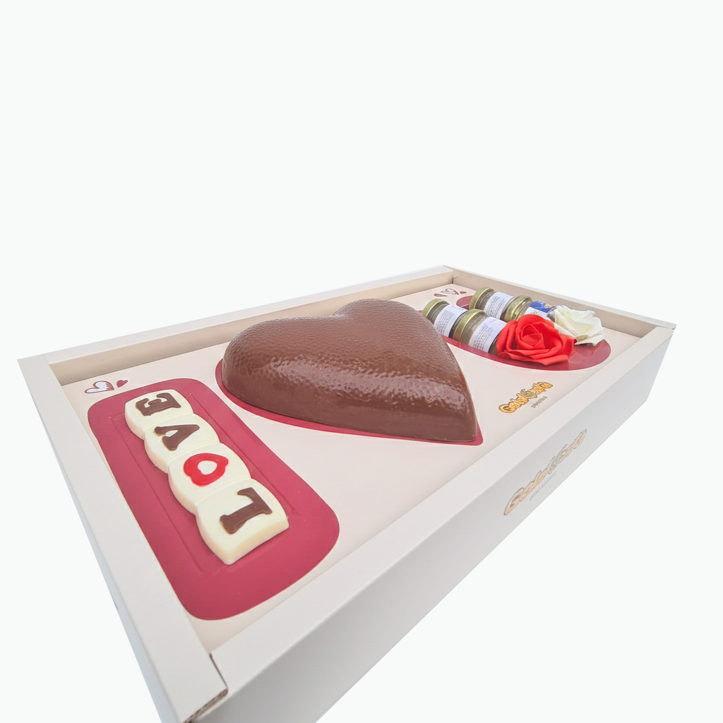 BOX I LOVE YOU 💝 Cuore di cioccolato ripieno crema PISTACCHIO 750gr