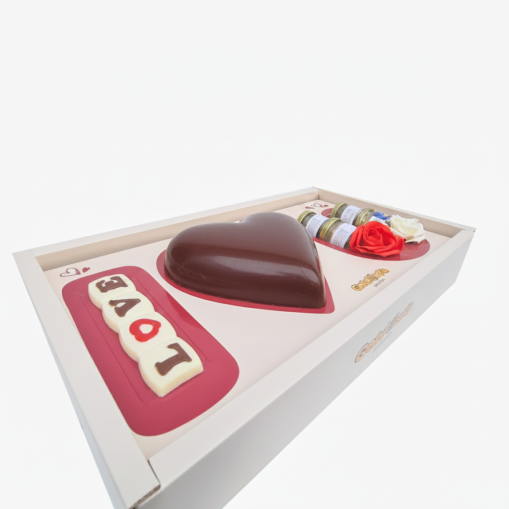 BOX I LOVE YOU 💝 Cuore di cioccolato ripieno crema FONDENTE 750gr