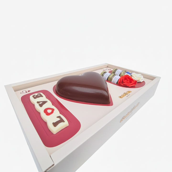 BOX I LOVE YOU 💝 Cuore di cioccolato ripieno crema FONDENTE 750gr