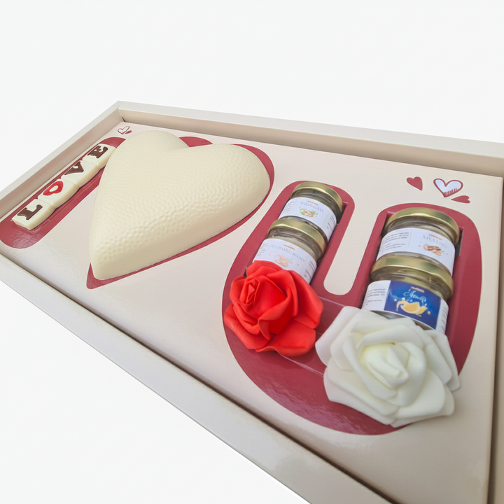 BOX I LOVE YOU 💝 Cuore di cioccolato ripieno crema Ciocc. BIANCO 750gr