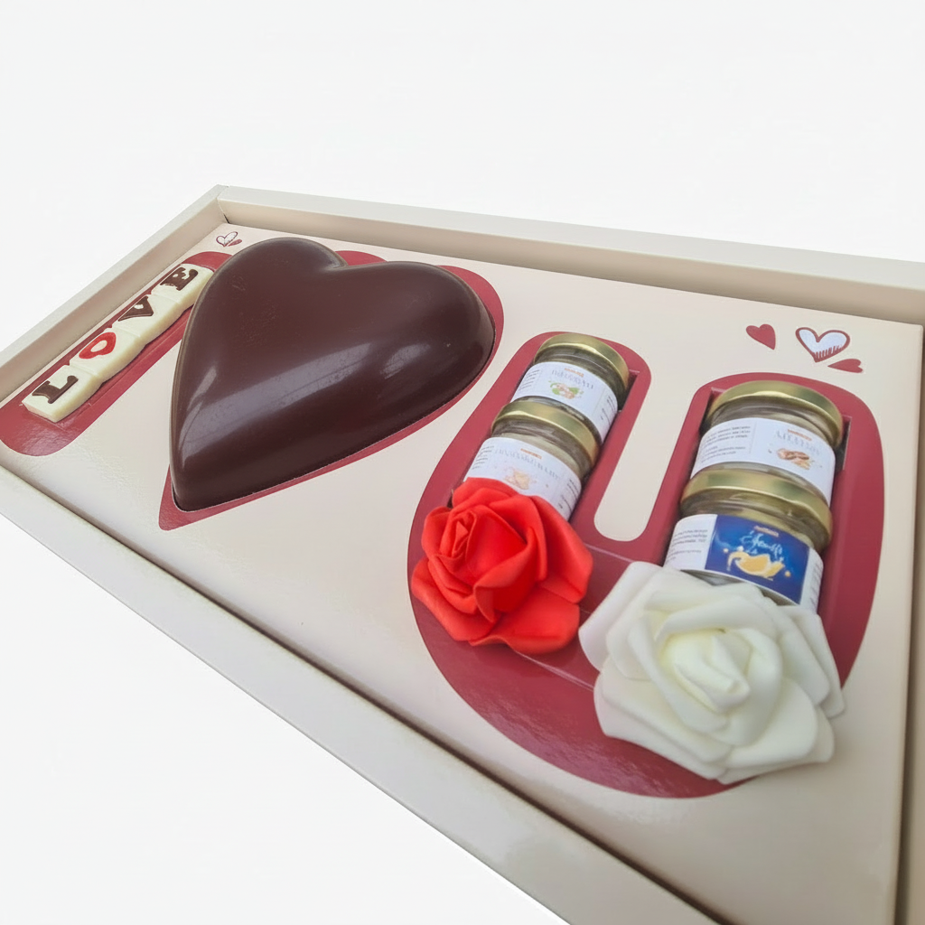 BOX I LOVE YOU 💝 Cuore di cioccolato ripieno crema FONDENTE 750gr