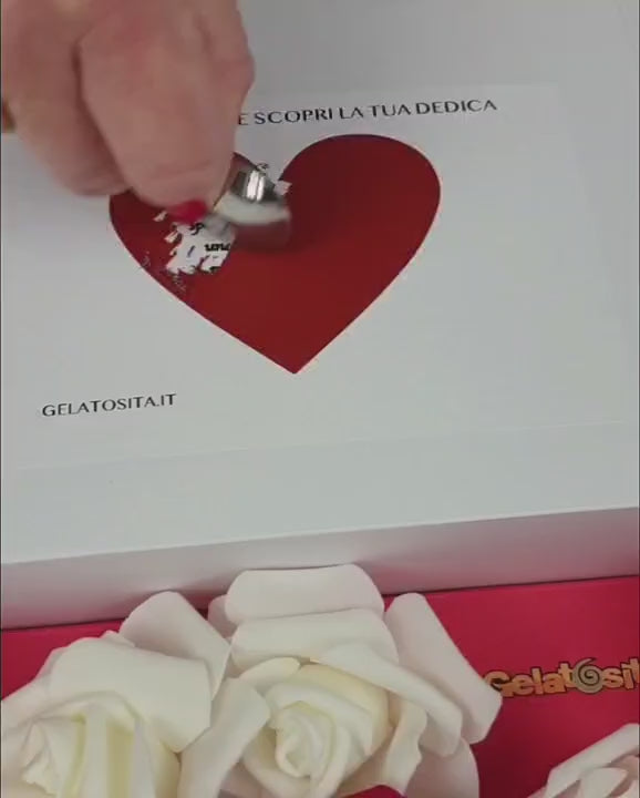 BOX TI-AMO 💋 Cuore ripieno+4 creme+1 barretta ripiena+rosa e dedica