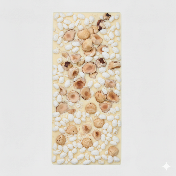 TAVOLETTA Bianca con riso soffiato e nocciole 120 gr