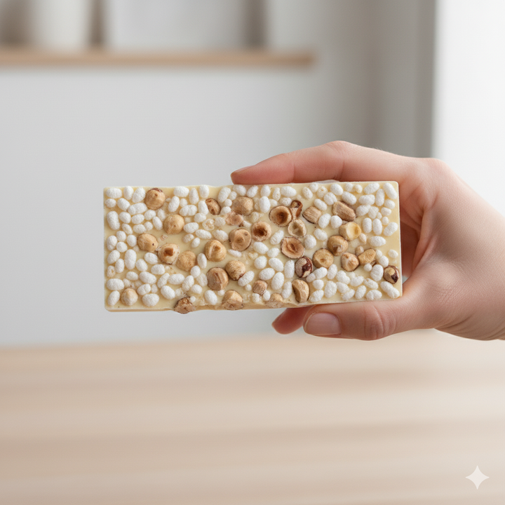 TAVOLETTA Bianca con riso soffiato e nocciole 120 gr