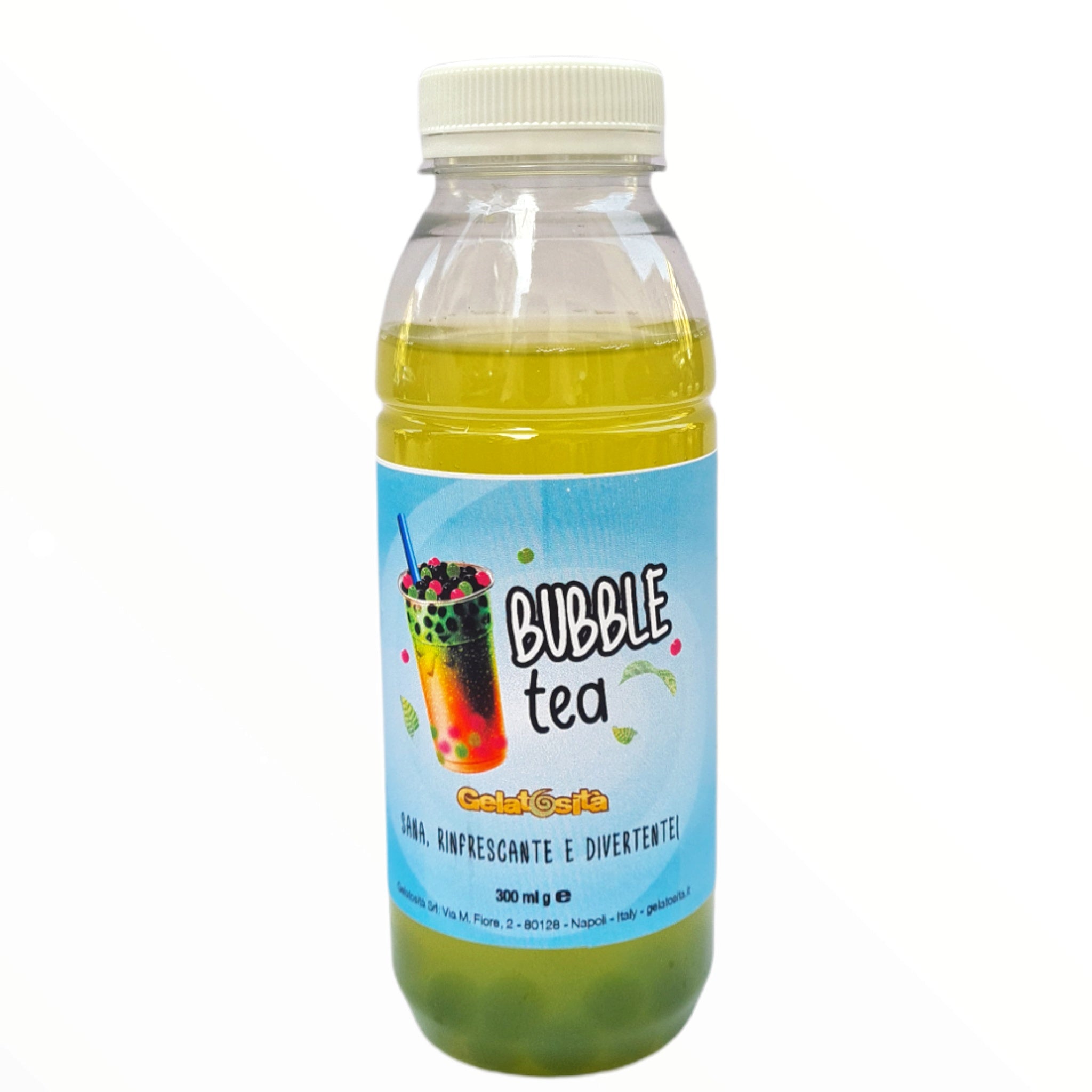 BUBBLE Tea (Tè verde + succo MELA + Bolle di frutta)